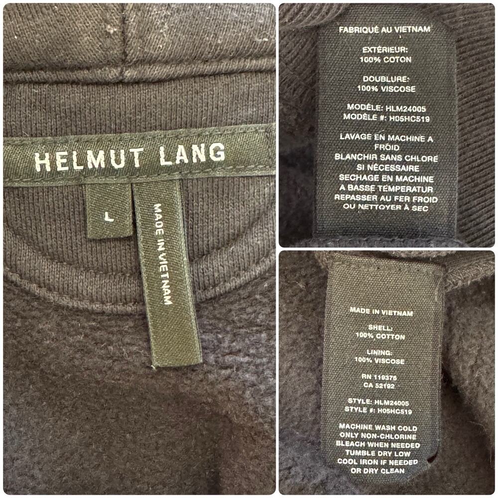 HELMUT LANG Relaxed Full Zip Hoodie Sweatshirt Black Oversized Cozy Men’s Size L - Picture 10 of 10